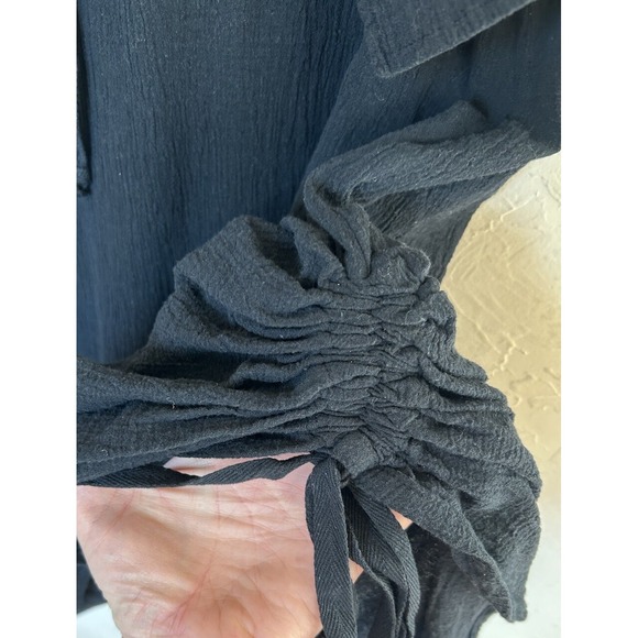 Bryn Walker Cotton Gauze Kira Midi Dress Black Lagenlook Relaxed L Resort Beach - Picture 4 of 8